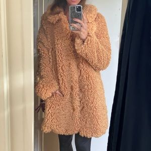 Curly Yellow Courtney Faux Shearling Coat